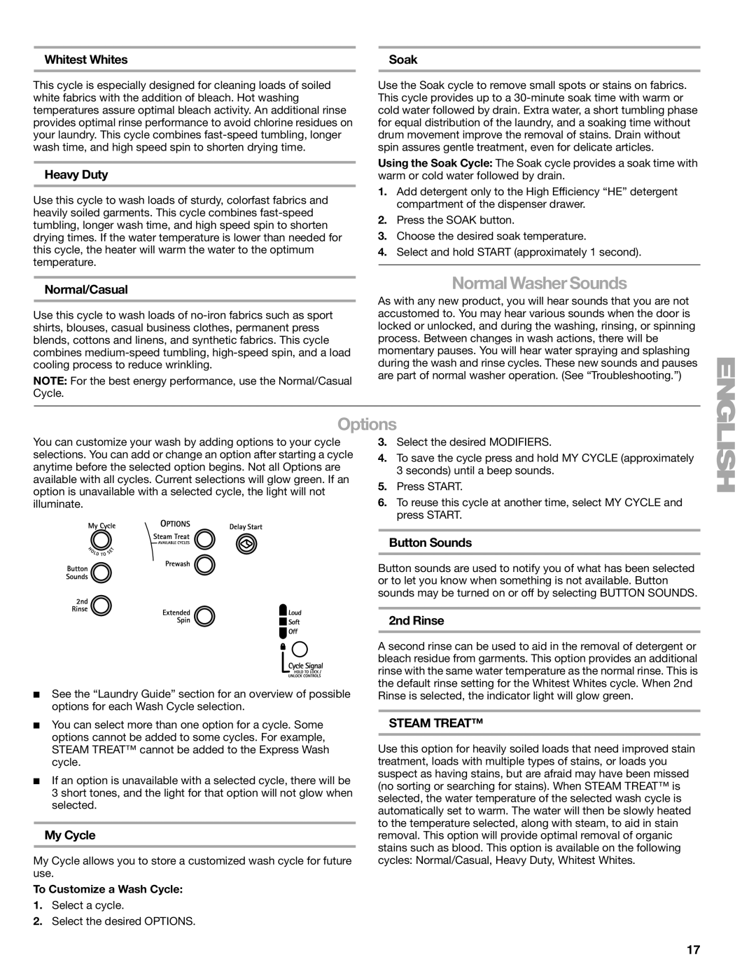 Kenmore W10133487A manual Normal Washer Sounds 