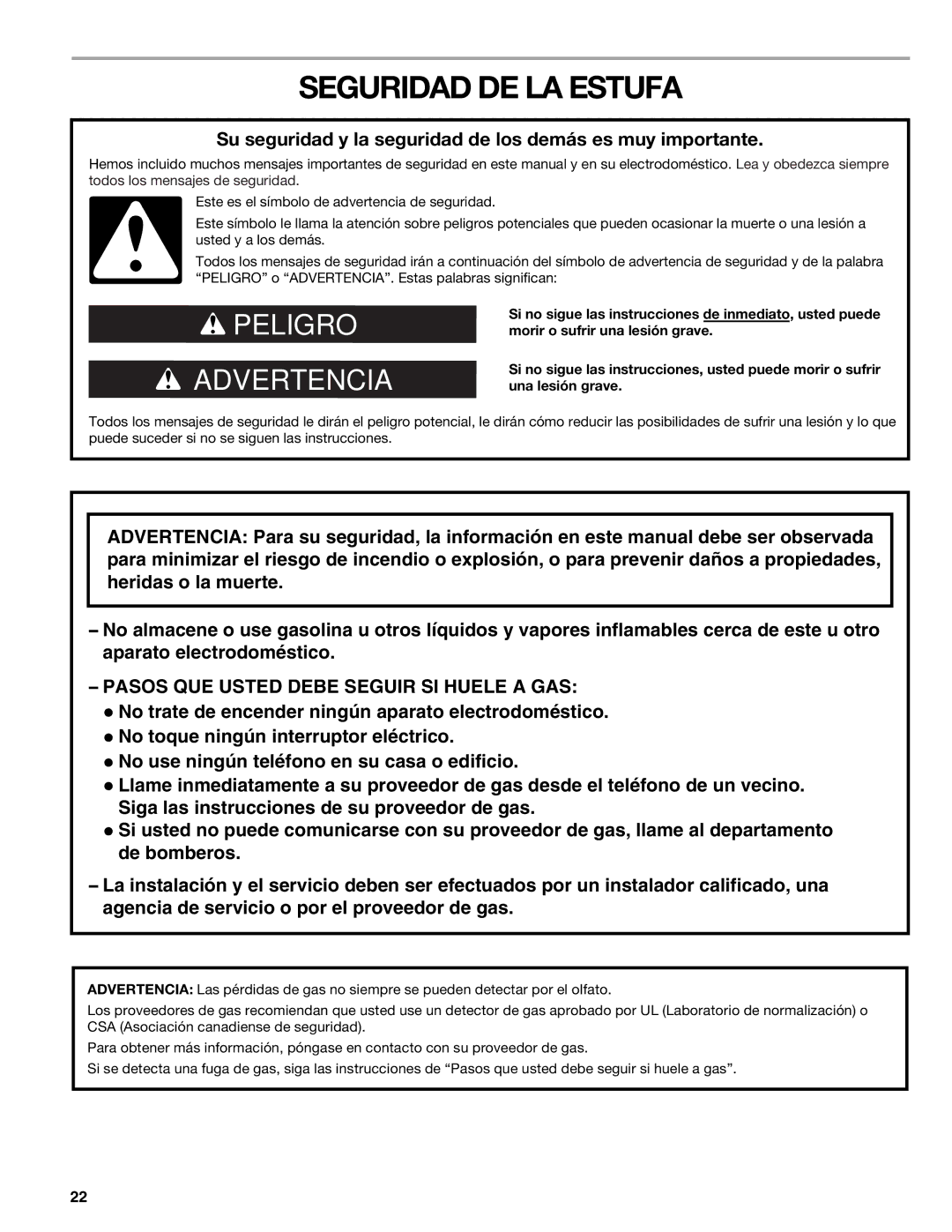 Kenmore W10166292A, 66578002700 manual Seguridad DE LA Estufa, Su seguridad y la seguridad de los demás es muy importante 