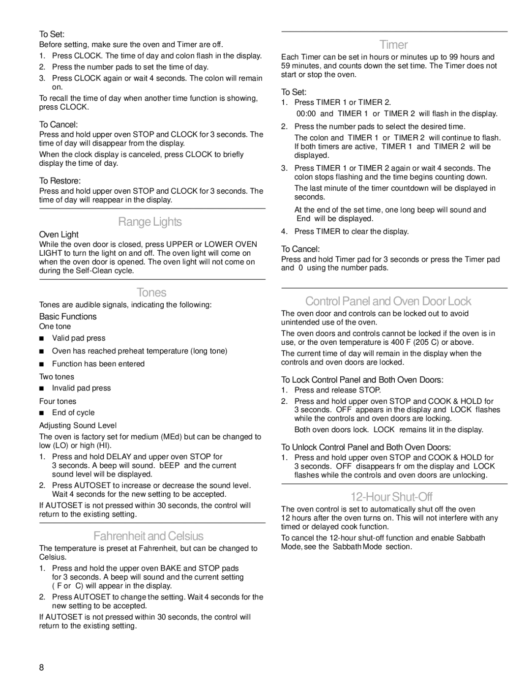 Kenmore W10166292A Range Lights, Timer, Tones, Fahrenheit and Celsius, Control Panel and Oven Door Lock, Hour Shut-Off 