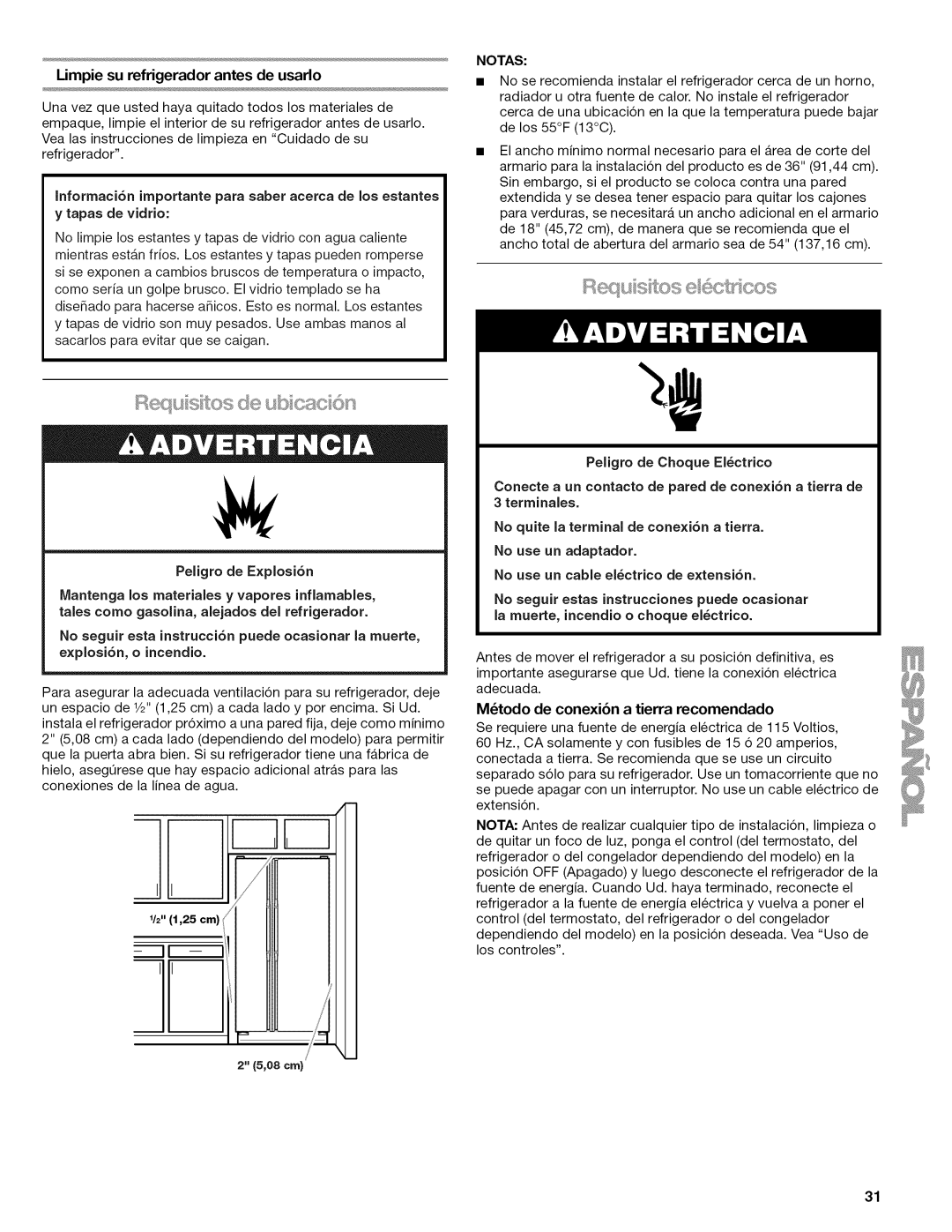 Kenmore W10215709A manual Limpie su refrigerador antes de usarlo, 508era, Notas, Mtodo de conexi6n a tierra recomendado 