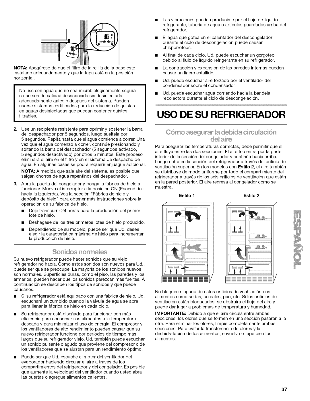 Kenmore W10215709A manual USO DE SU Refrigerador, Son dos nomss ÷s 