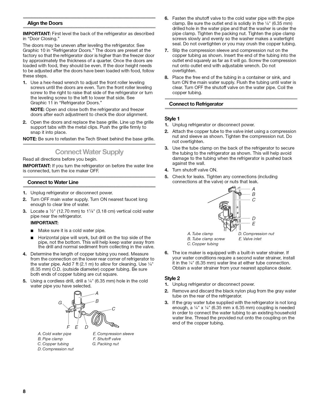 Kenmore W10215709A manual Co sect, Connect to Refrigerator 