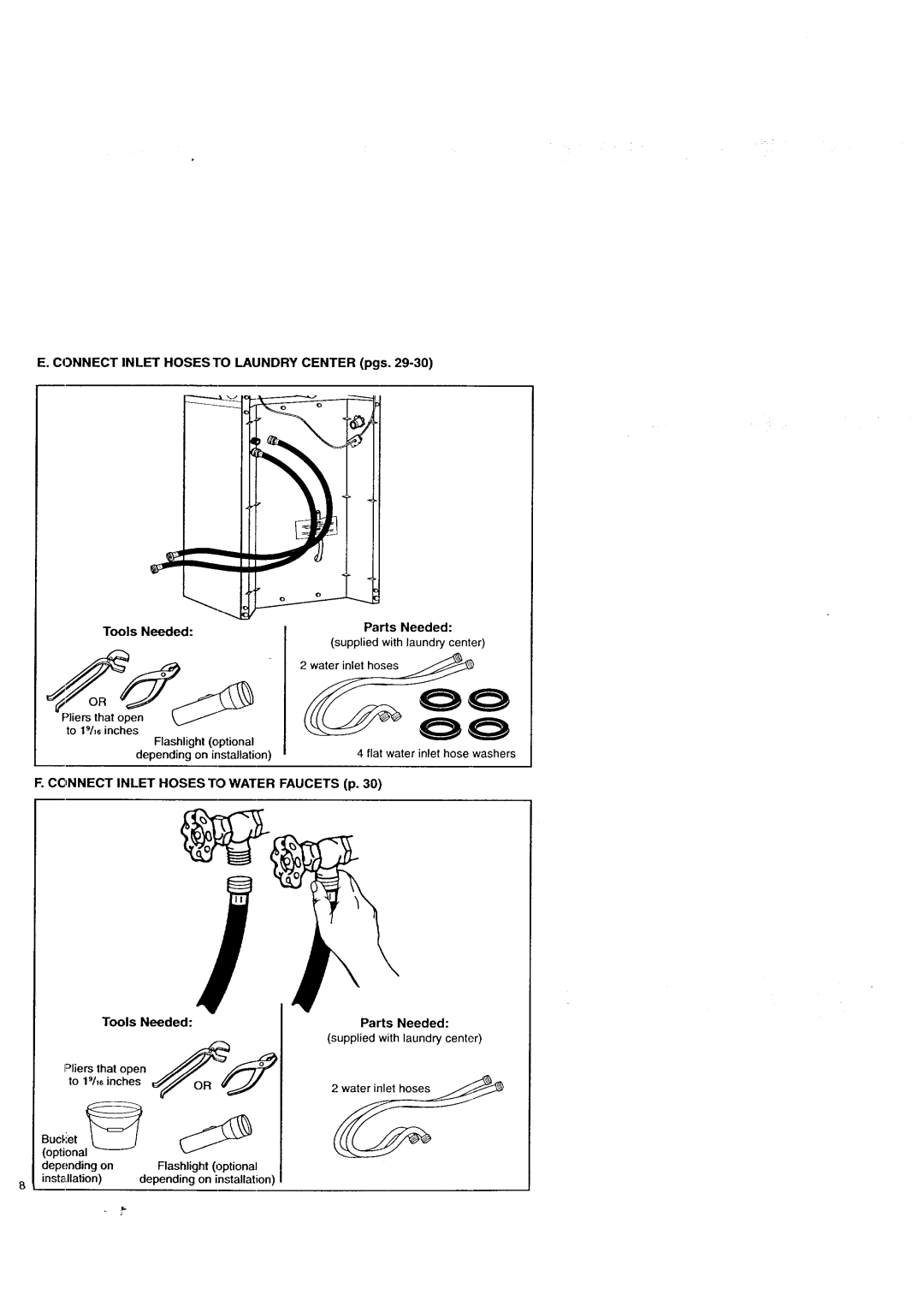 Kenmore Washer/Dryer owner manual Connect Inlet Hoses to Laundry Center pgs Tools Needed 