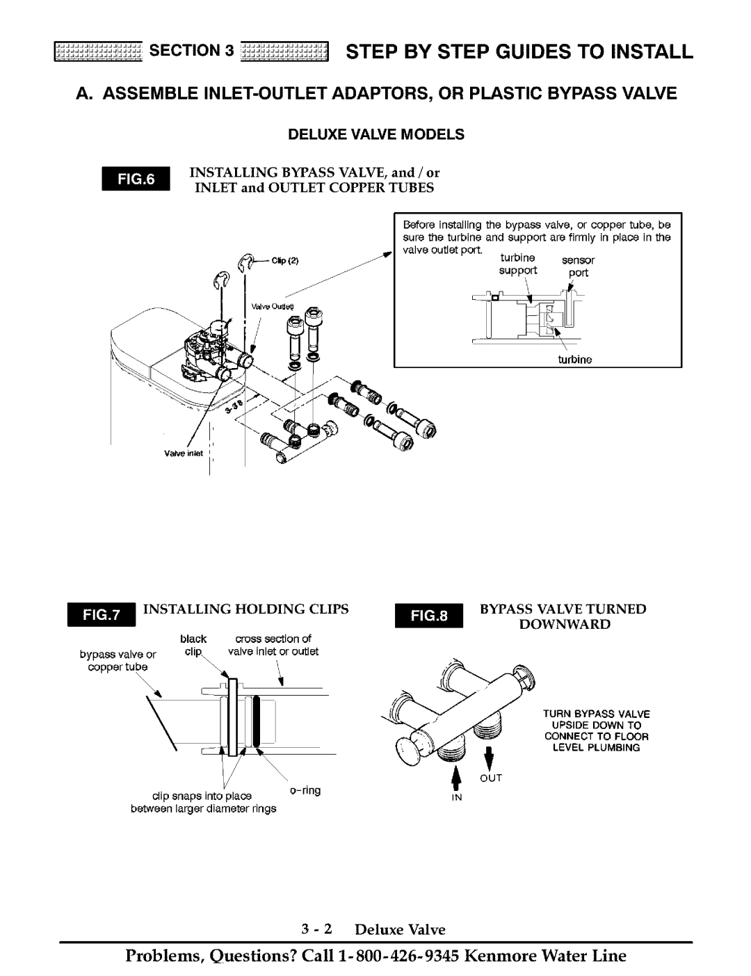 Kenmore Water System installation manual Copper, Installing Holding Clips Bypass Valve Turned Downward 