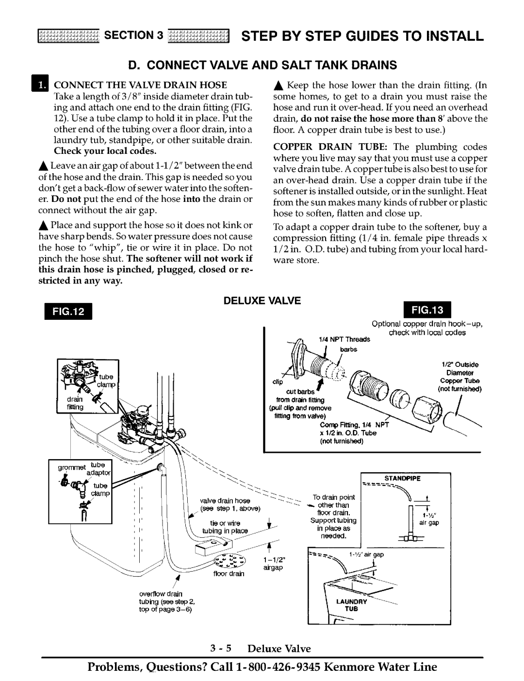 Kenmore Water System installation manual Connect Valve and Salt Tank Drains, Ffi Connect the Valve Drain Hose 