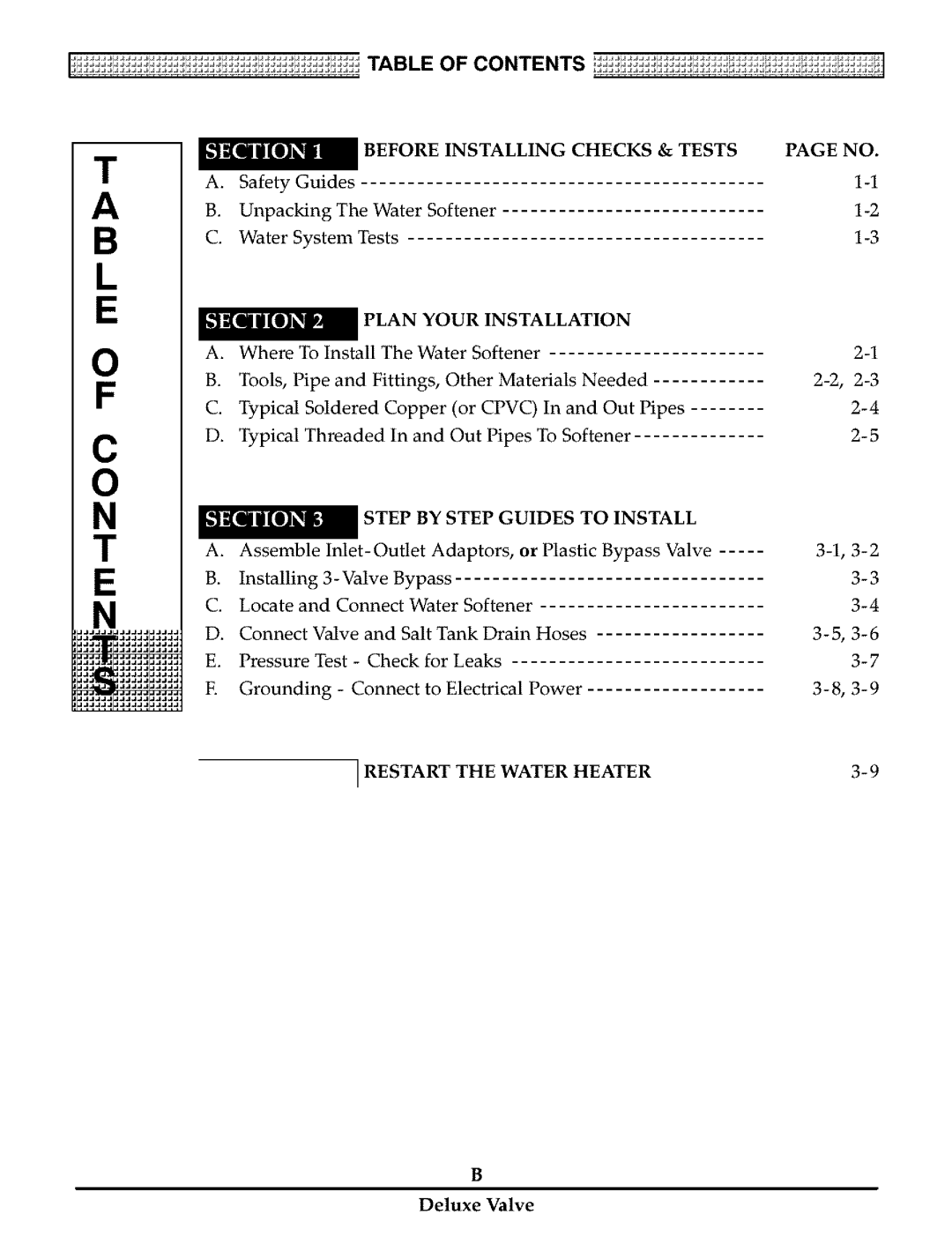 Kenmore Water System installation manual Table Ofcontents 