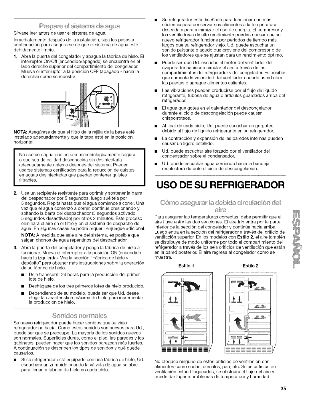 Kenmore WI0151336A manual USO DE SU Refrigerador 