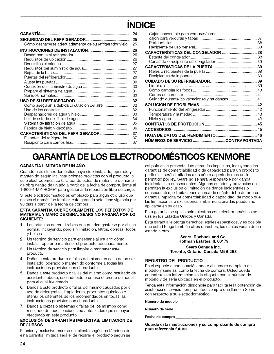 Kenmore WIOI67097A Seguridad, Instrucciones, Caractersticas, Caracteristicas, Cuidado, Solucion, Contratos, Accesorios 