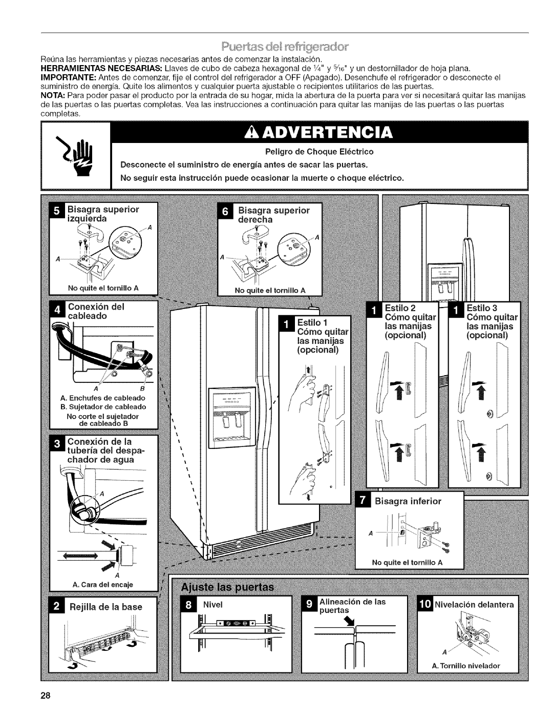 Kenmore WIOI67097A manual Bisagra superior uierda, Cone×i6n de la, Rejilla de la base Bisagra superior derecha, C6mo quitar 