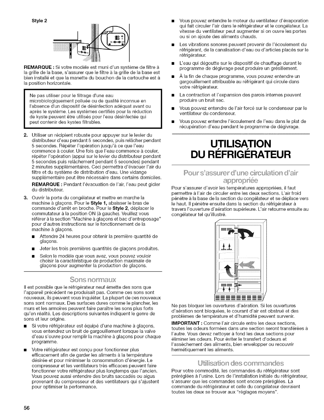 Kenmore WIOI67097A manual Utilisation Du Ri Frigi Rateur, Style 