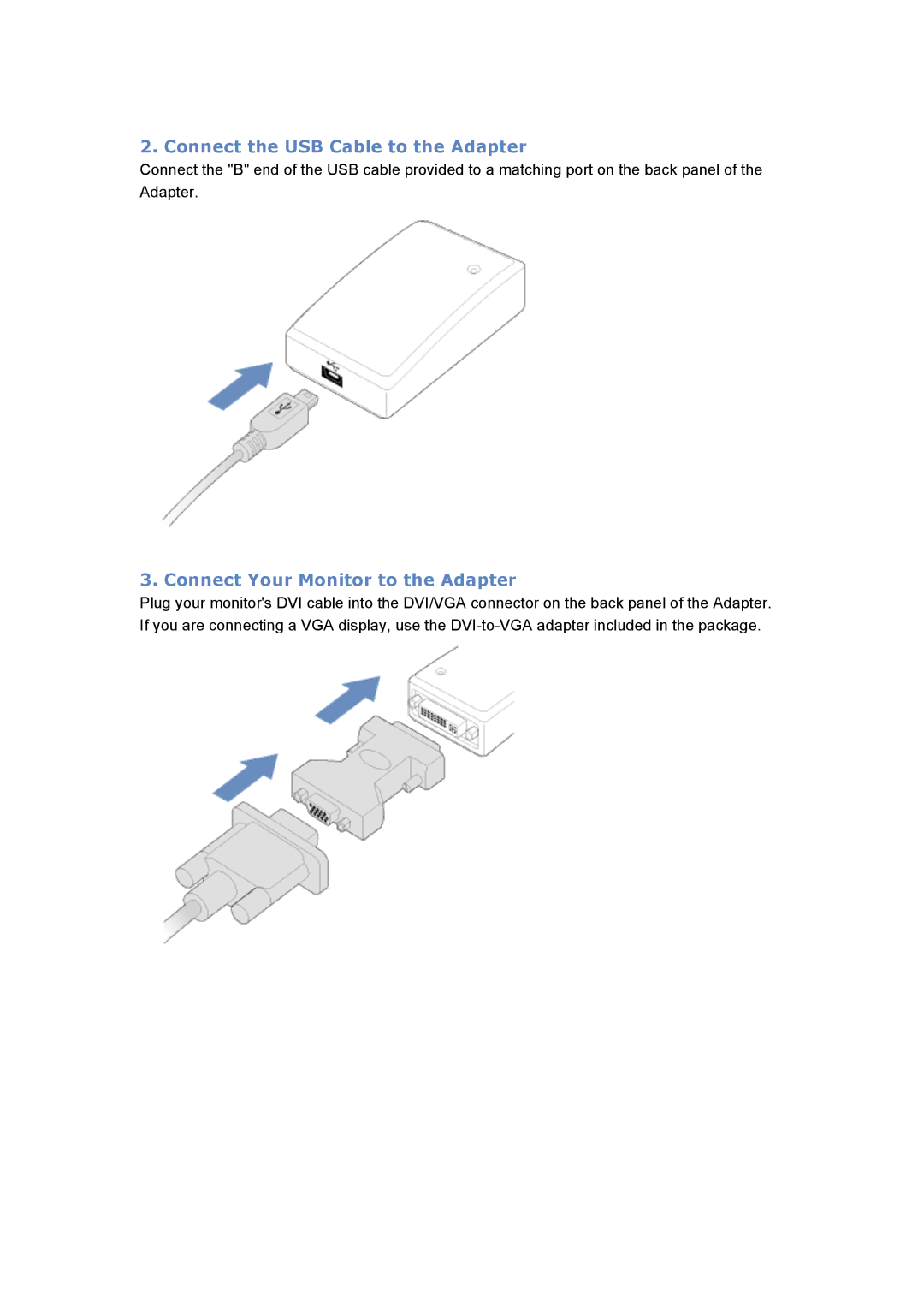 Kensington K33928 quick start Connect the USB Cable to the Adapter, Connect Your Monitor to the Adapter 