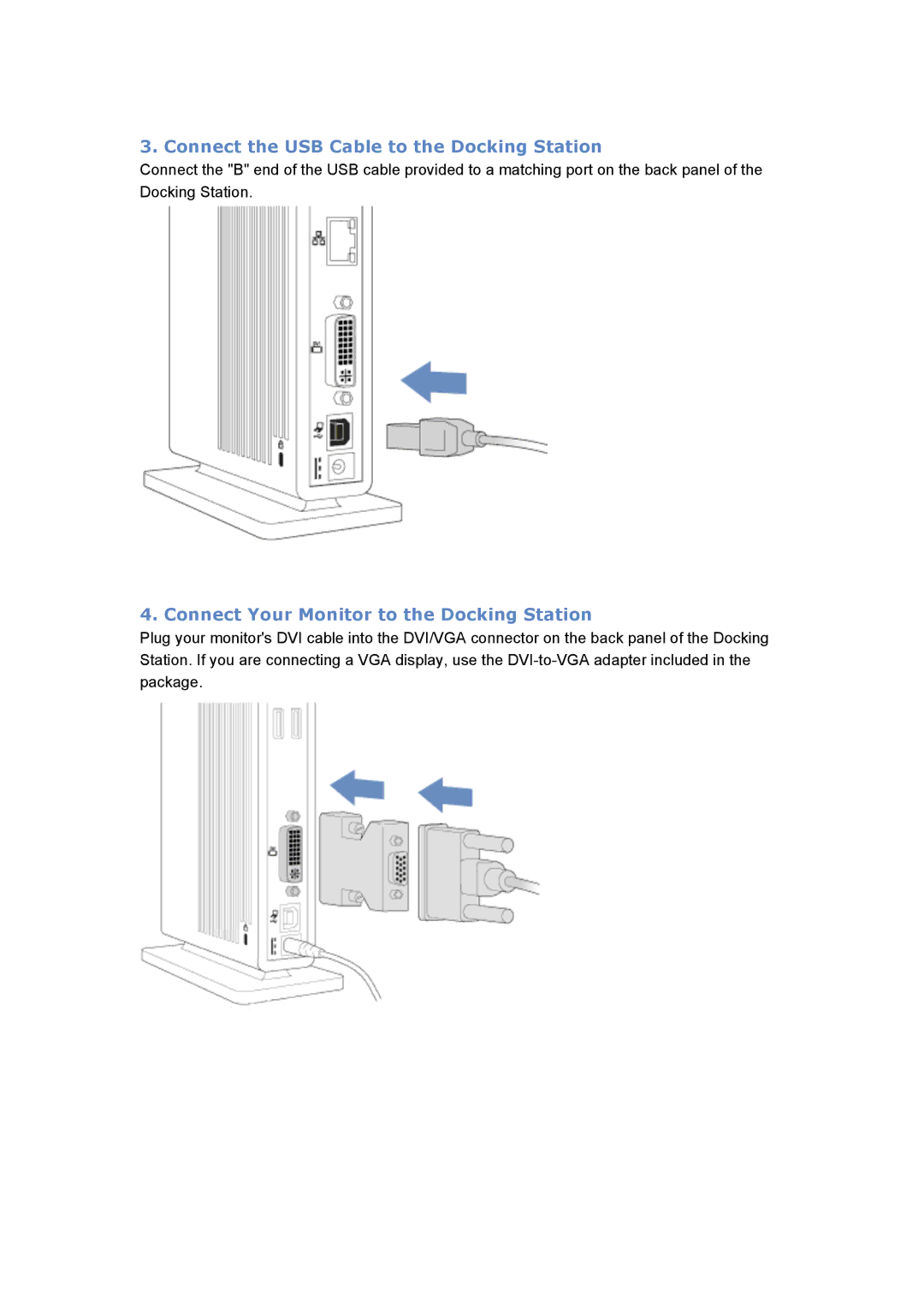 Kensington K33930 specifications Connect the USB Cable to the Docking Station, Connect Your Monitor to the Docking Station 