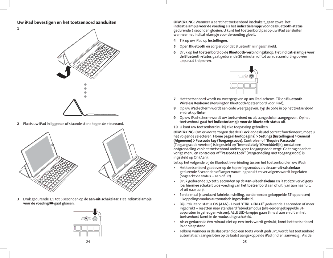 Kensington K39533 quick start Uw iPad bevestigen en het toetsenbord aansluiten 
