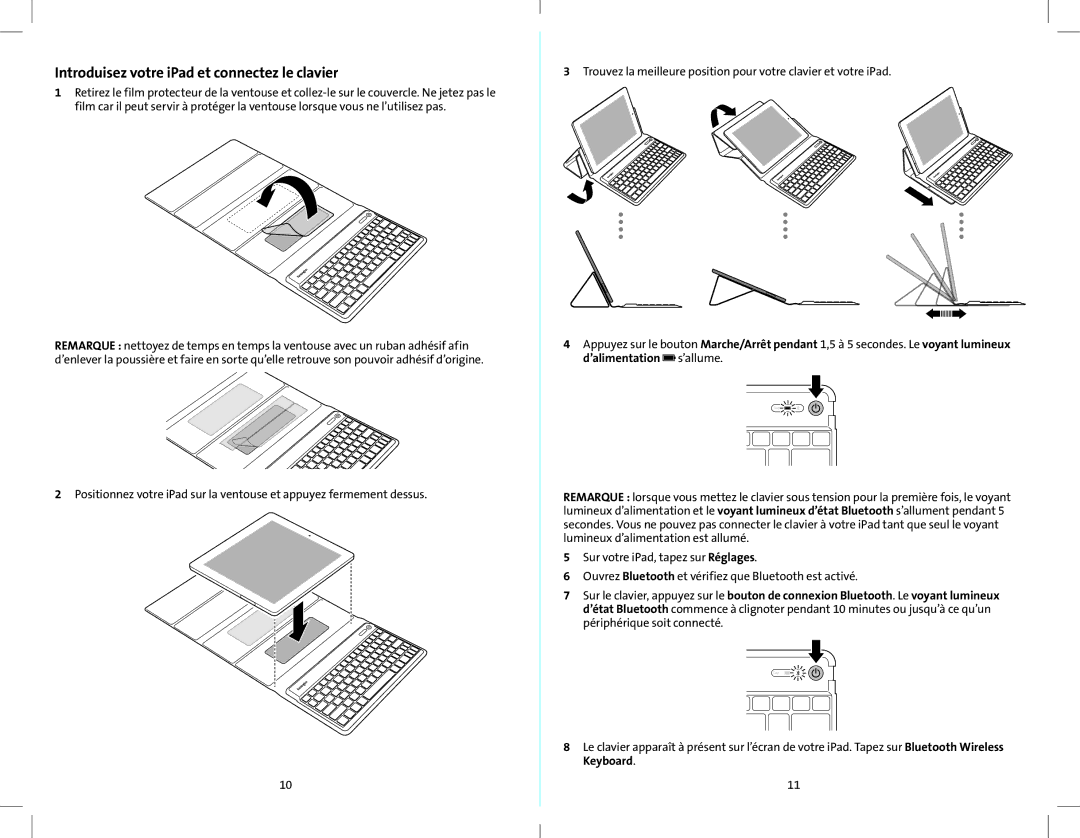 Kensington K39561 quick start Introduisez votre iPad et connectez le clavier 