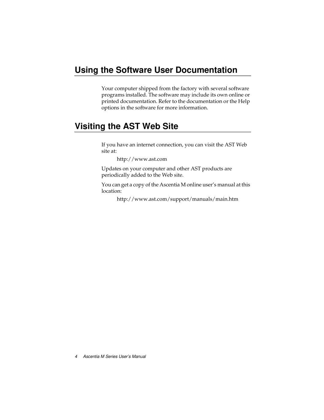 Kensington M Series manual Using the Software User Documentation, Visiting the AST Web Site 