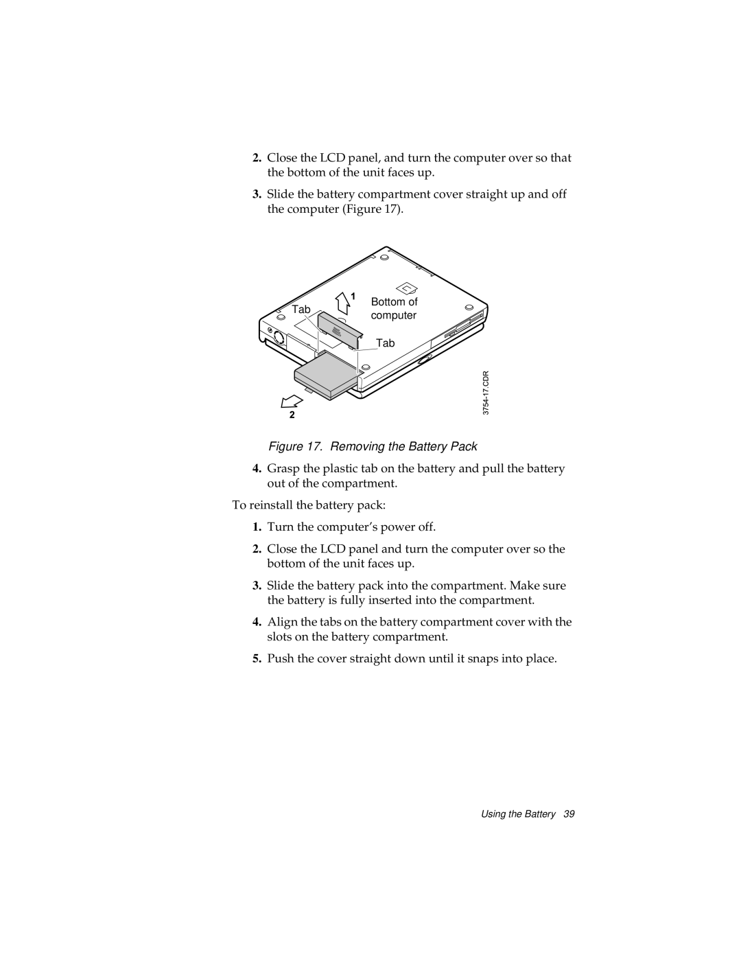 Kensington M Series manual Removing the Battery Pack 