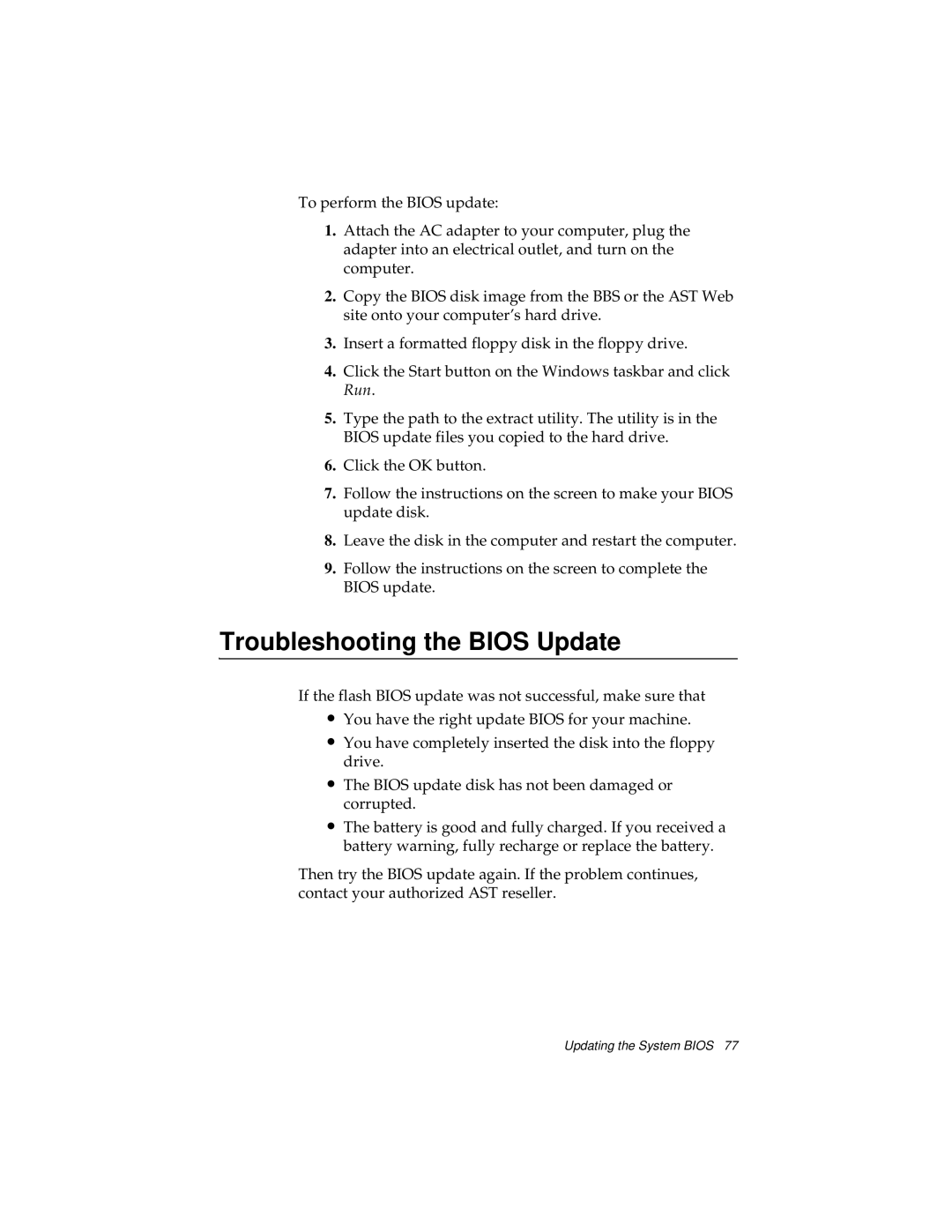 Kensington M Series manual Troubleshooting the Bios Update 