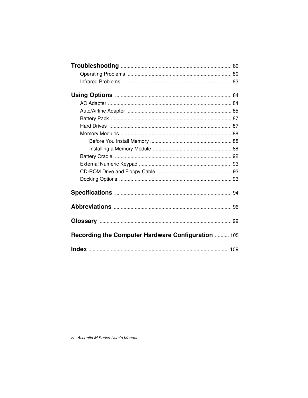 Kensington M Series manual Recording the Computer Hardware Configuration 