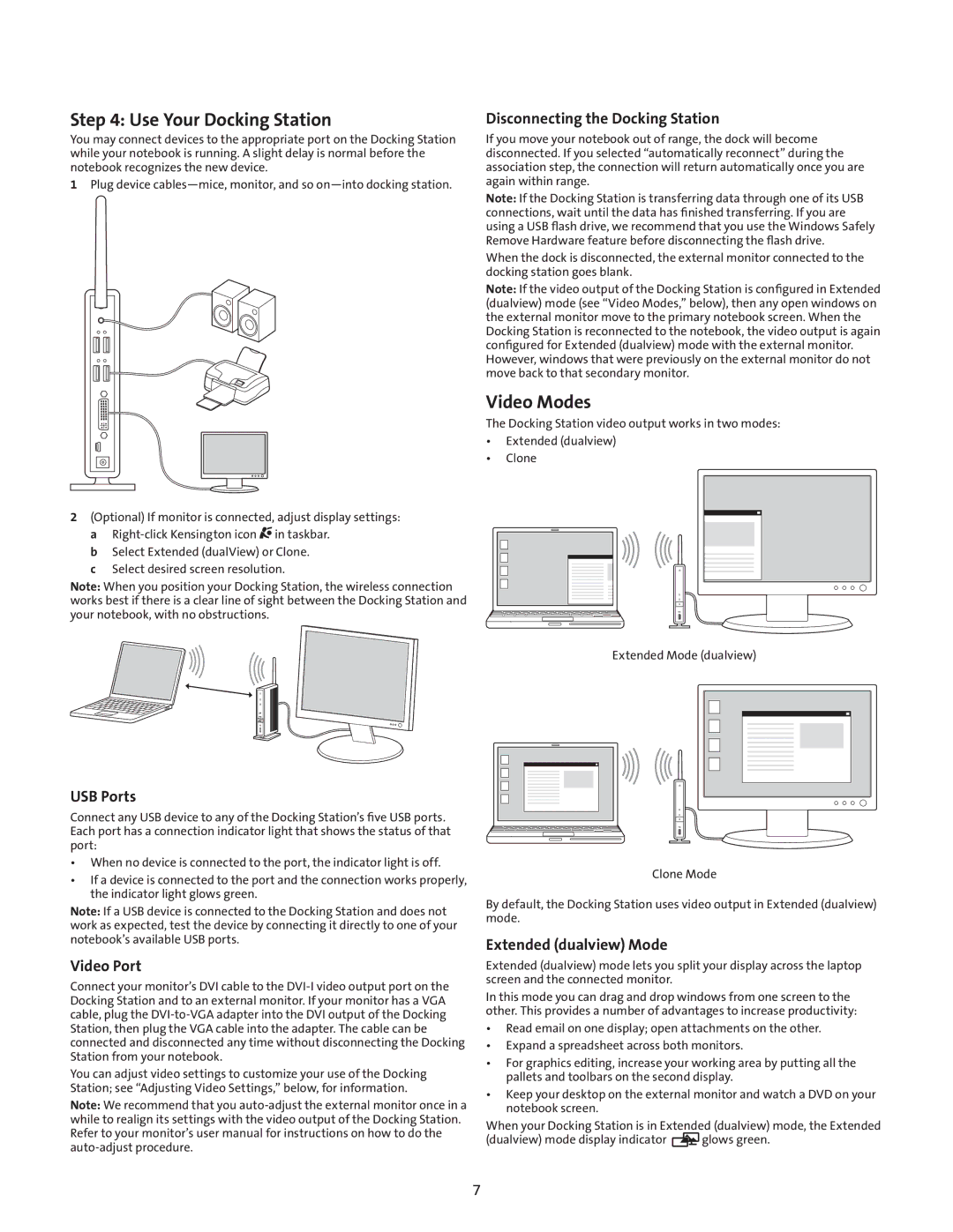 Kensington M01039 manual Use Your Docking Station, Video Modes 