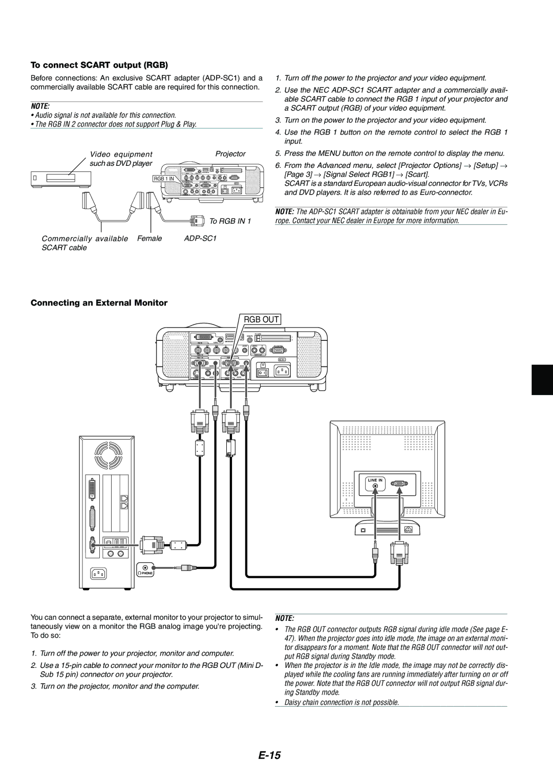 Kensington MT1065, MT1075 user manual To connect Scart output RGB, Connecting an External Monitor 