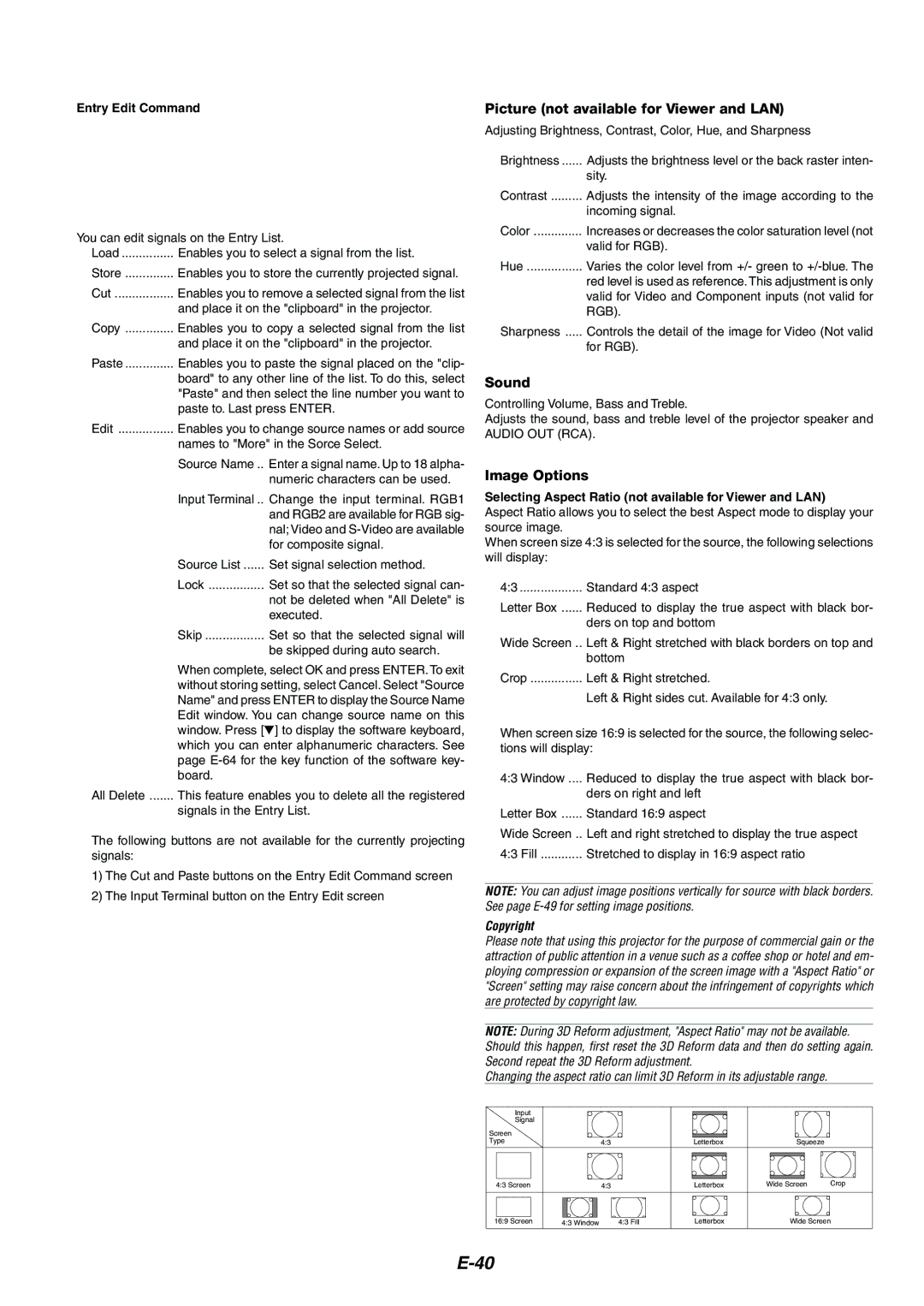 Kensington MT1075, MT1065 user manual Picture not available for Viewer and LAN, Sound, Image Options, Entry Edit Command 