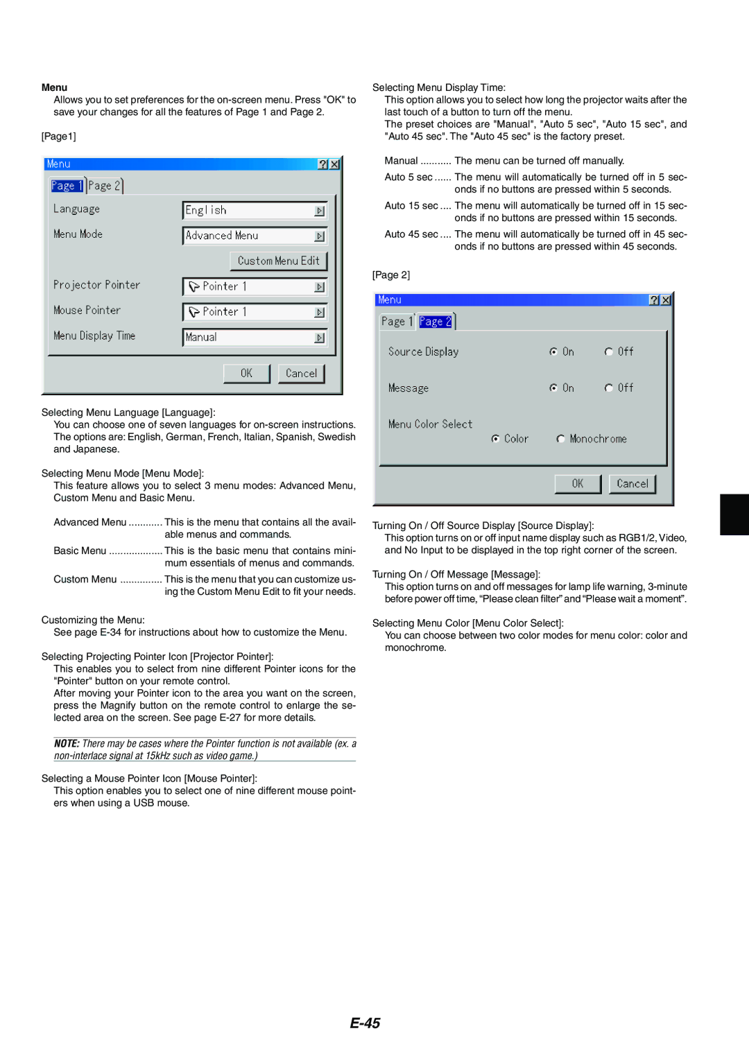 Kensington MT1065, MT1075 user manual Menu 