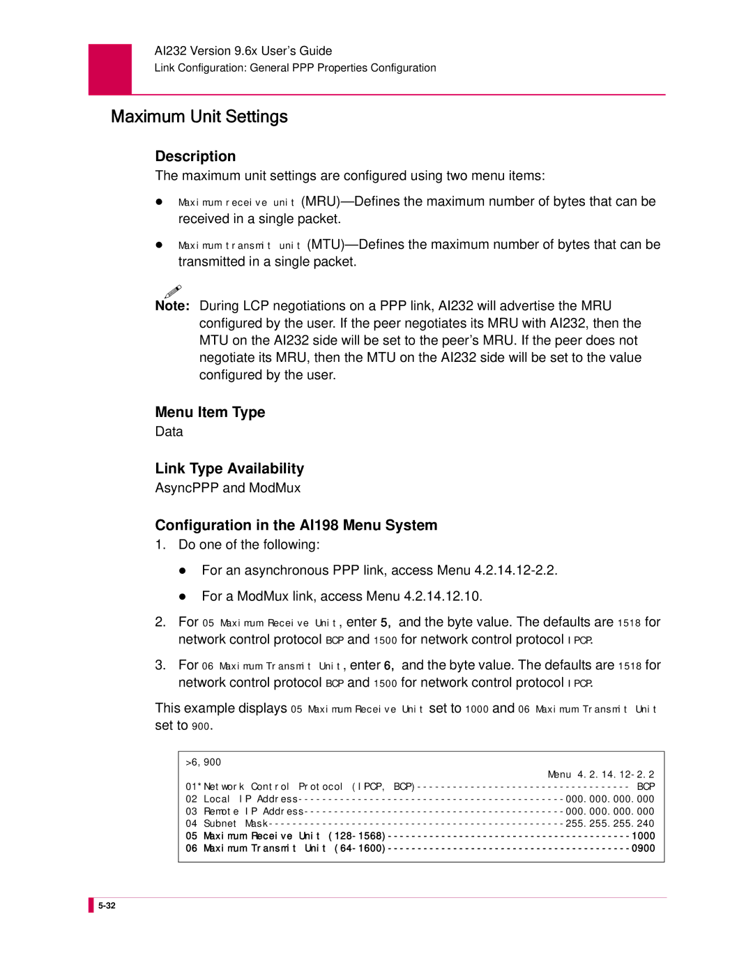 Kentrox AI232 manual Maximum Unit Settings, Set to 