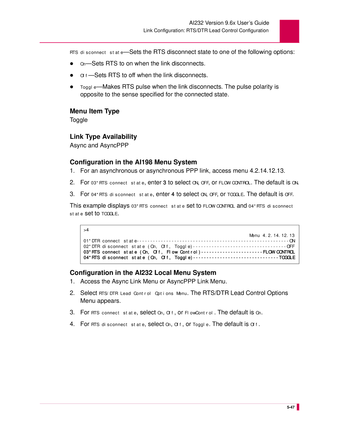 Kentrox AI232 manual Flow Control 