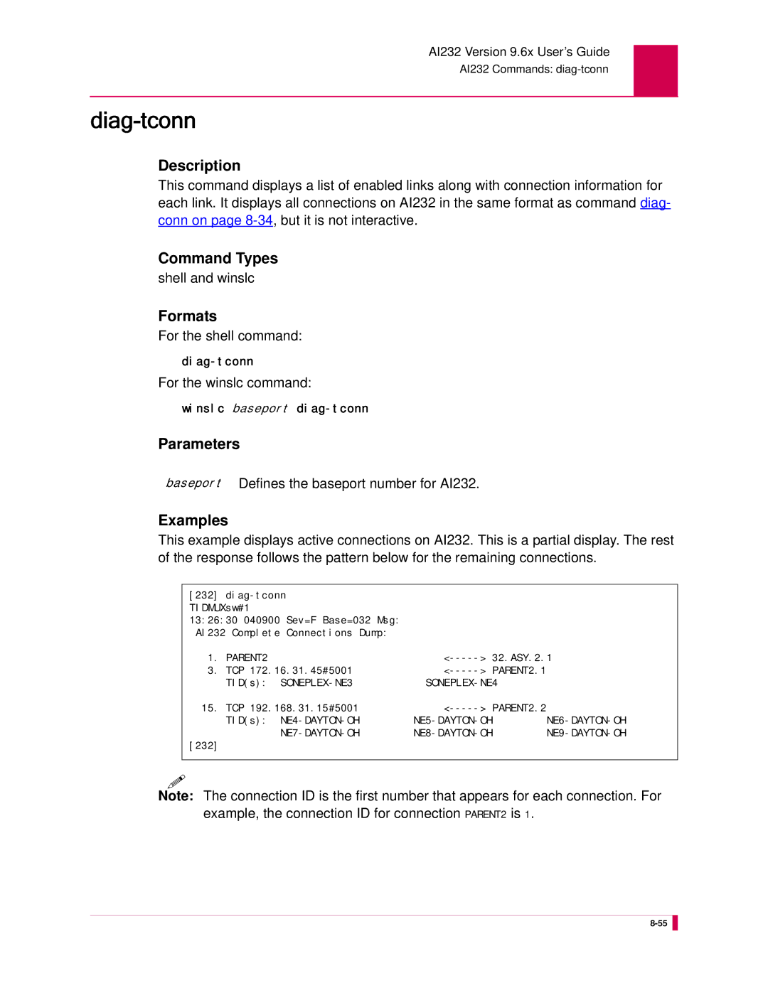 Kentrox manual Diag-tconn, Baseport Defines the baseport number for AI232 