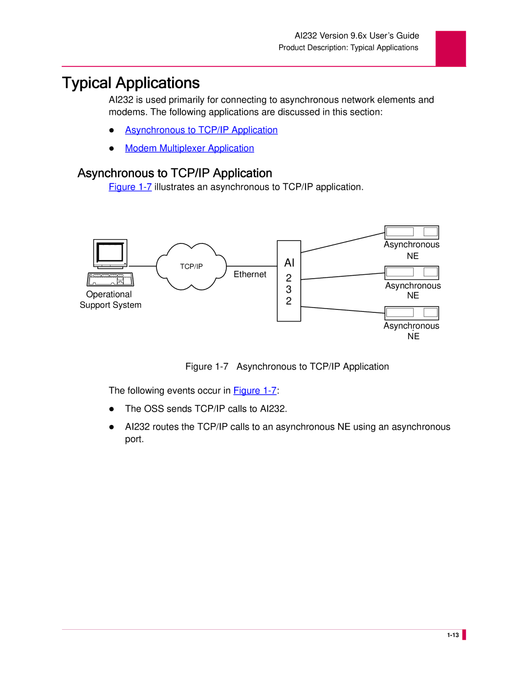 Kentrox AI232 manual Typical Applications, Asynchronous to TCP/IP Application 