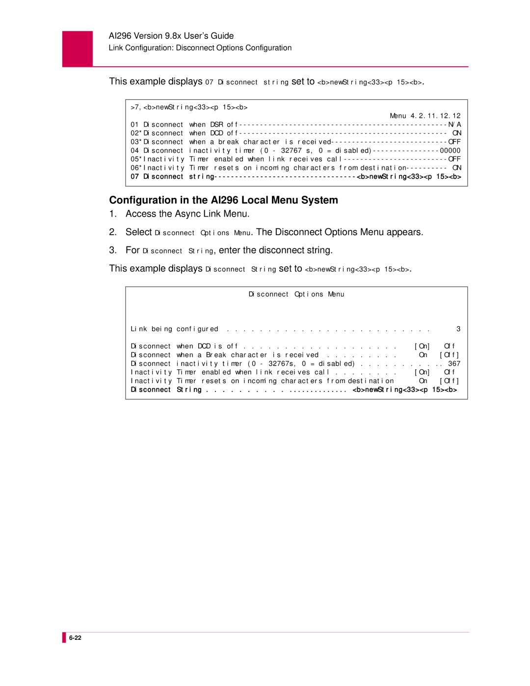 Kentrox AI296 manual Disconnect 