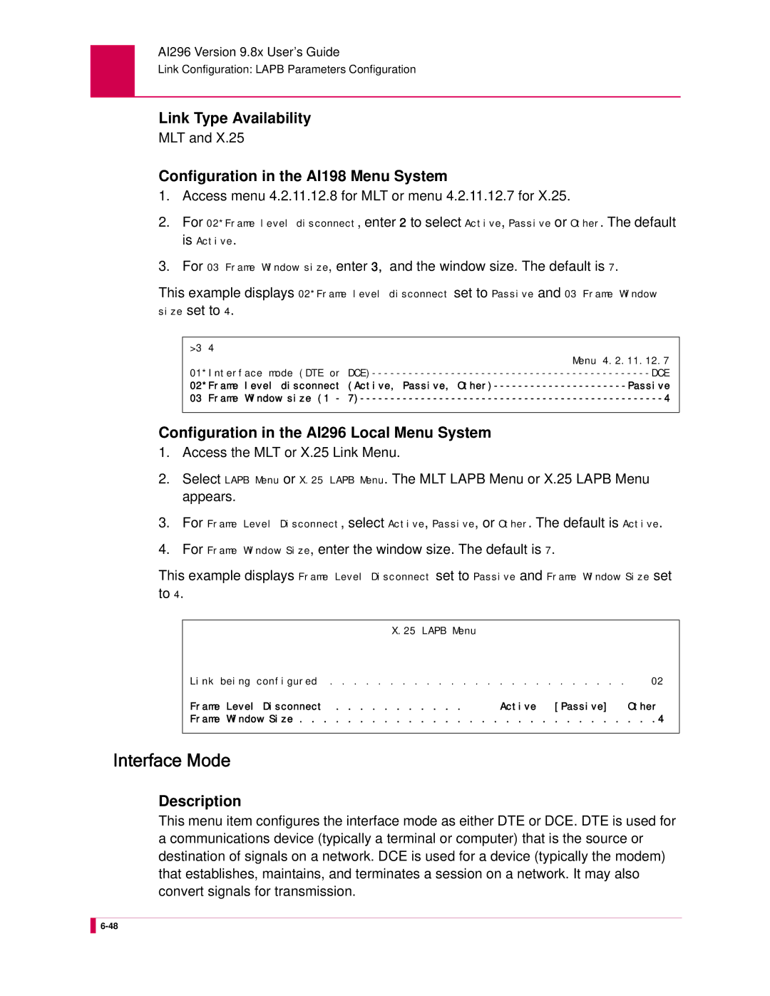 Kentrox AI296 manual Size set to, For Frame Window Size, enter the window size. The default is 