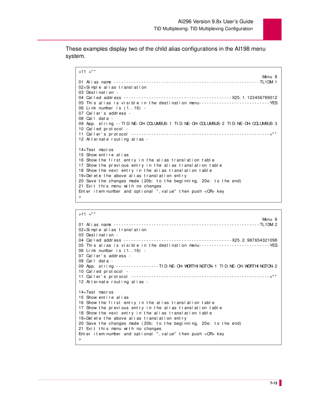 Kentrox AI296 manual TL1DM.1 