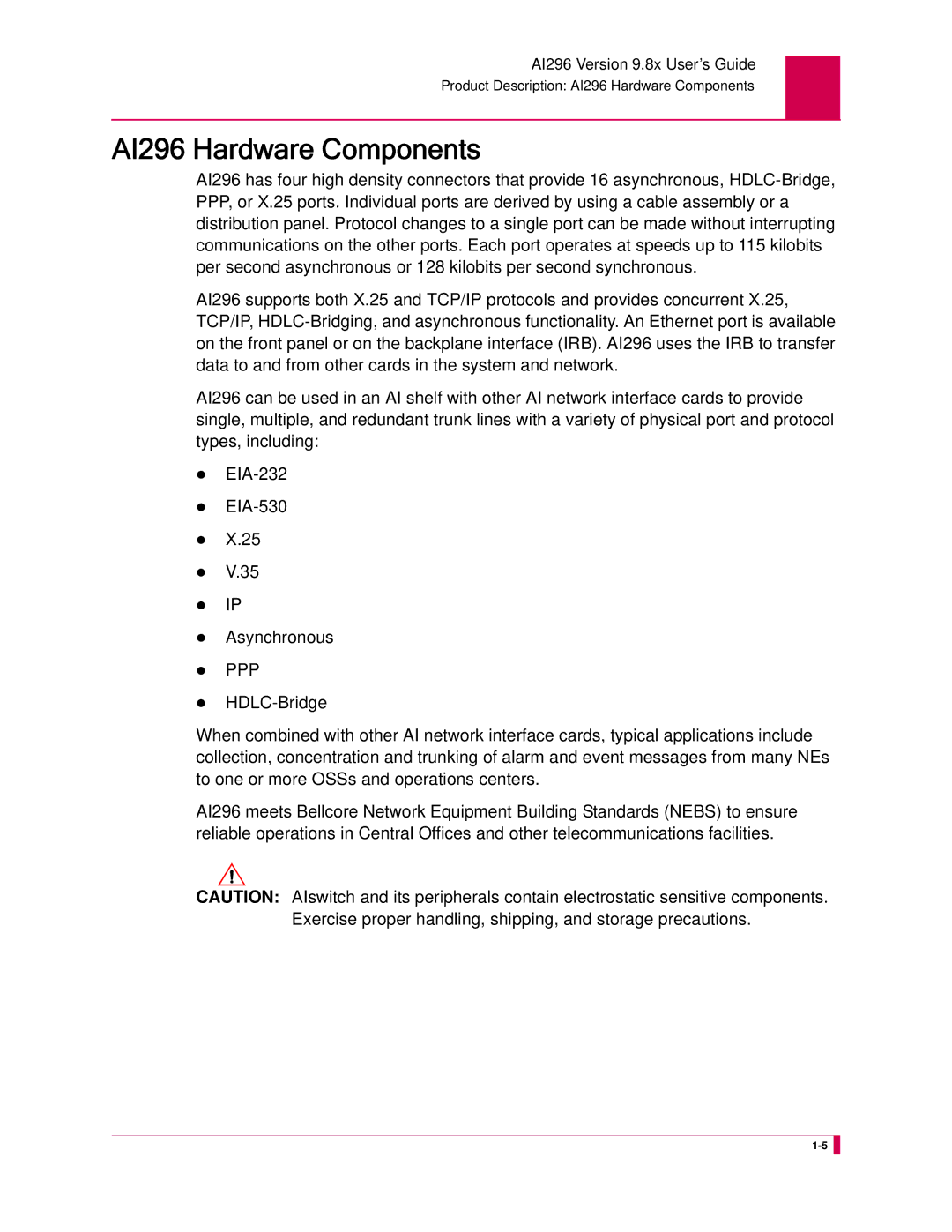 Kentrox manual AI296 Hardware Components 