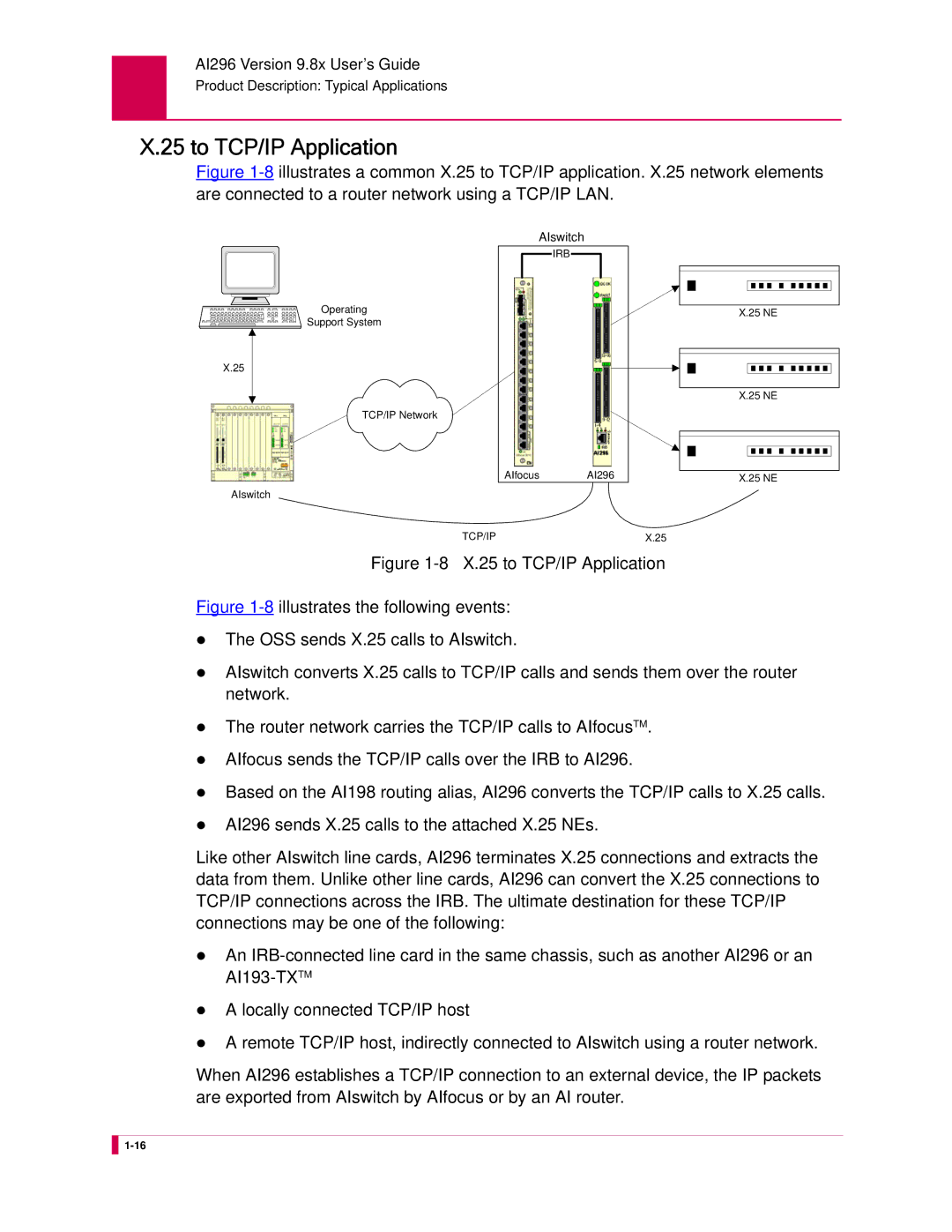 Kentrox AI296 manual To TCP/IP Application, X.25 to TCP/IP Application 