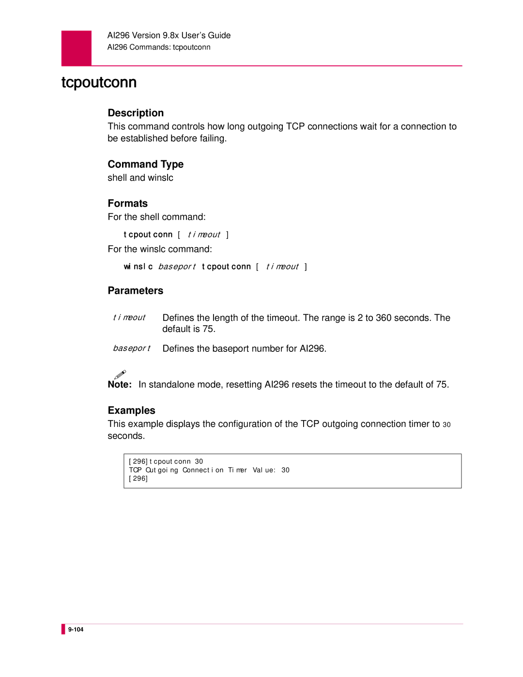 Kentrox AI296 manual Tcpoutconn, Shell and winslc 