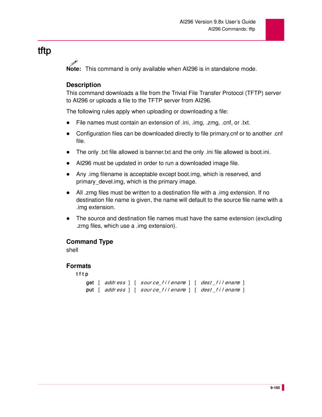 Kentrox AI296 manual Tftp 