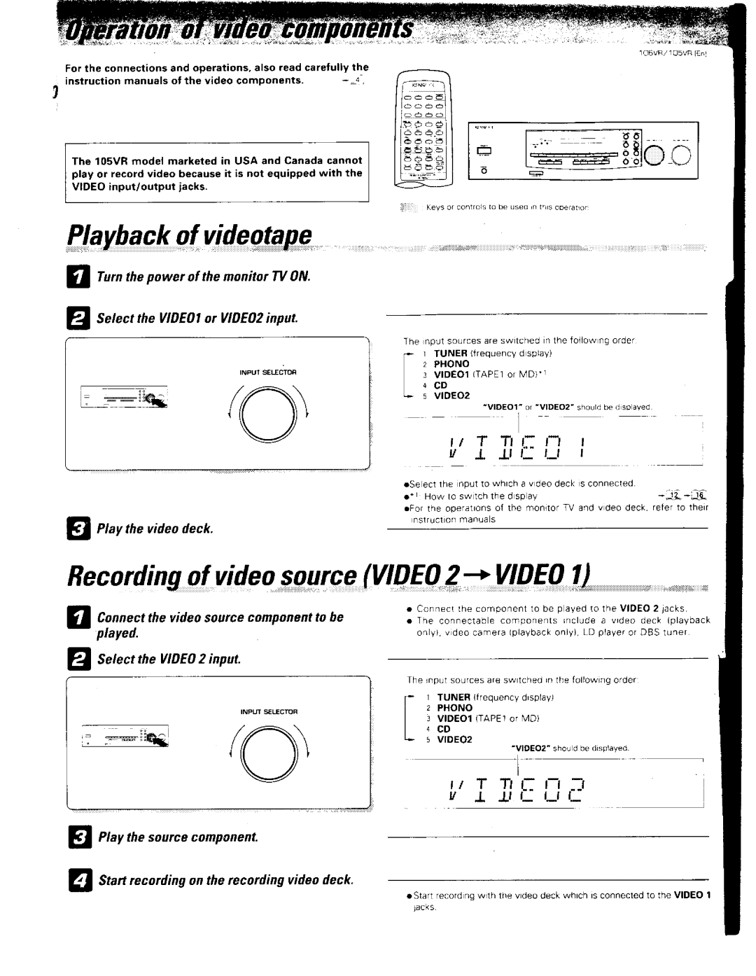 Kenwood 105VR, 106VR manual 