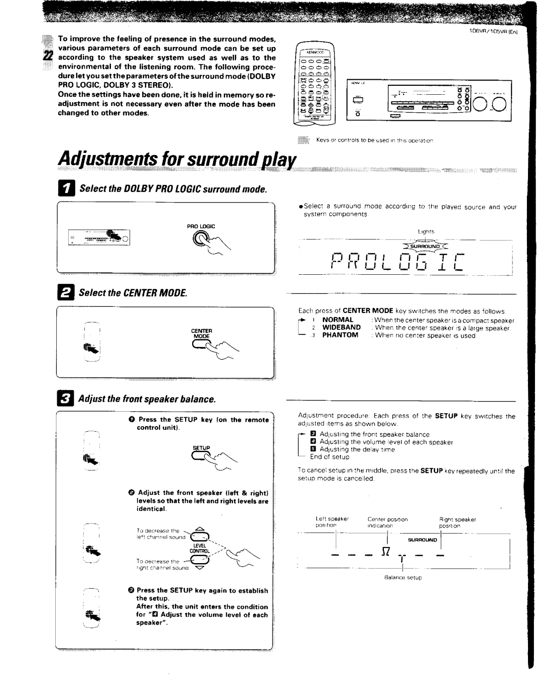 Kenwood 105VR, 106VR manual 