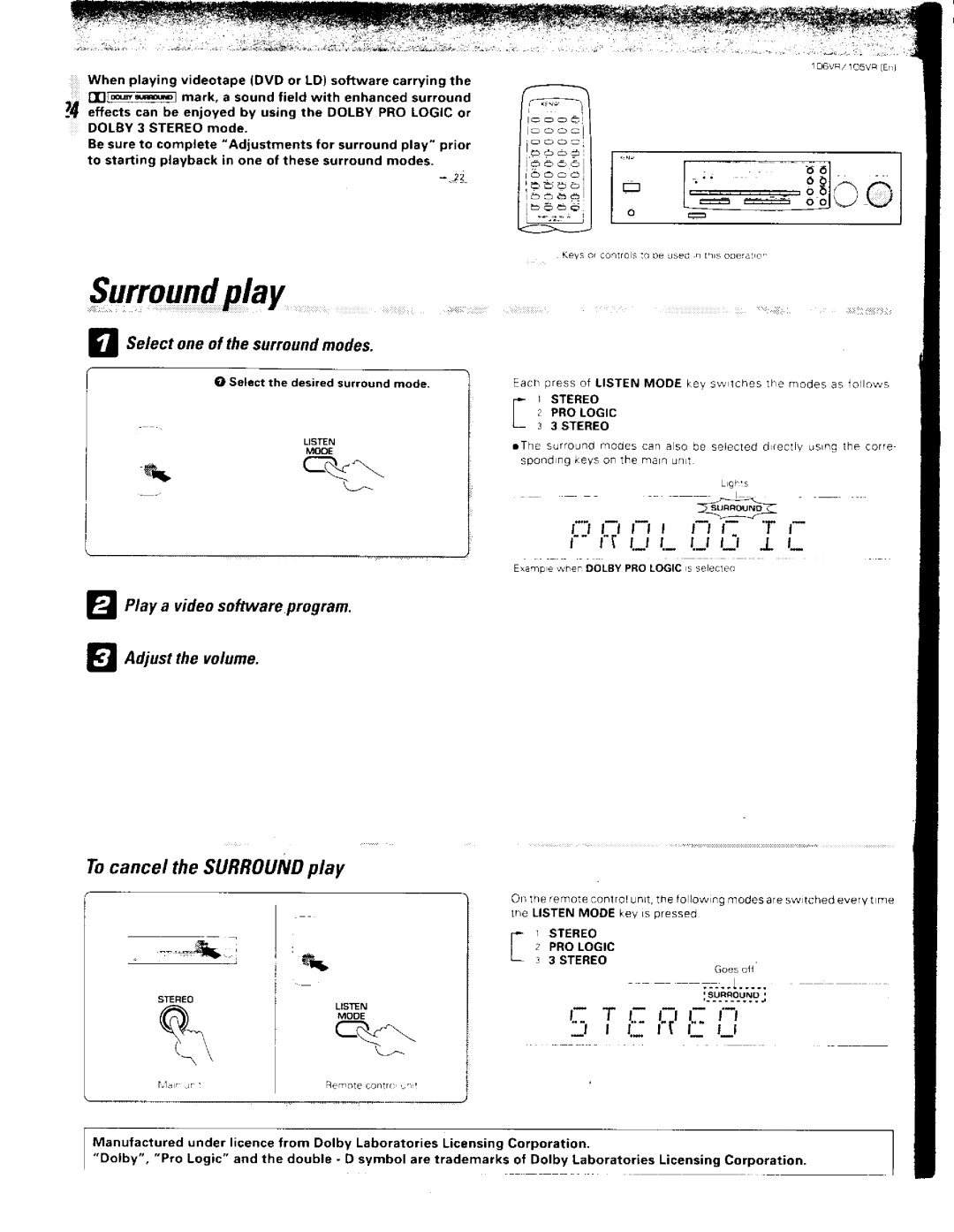 Kenwood 105VR, 106VR manual 