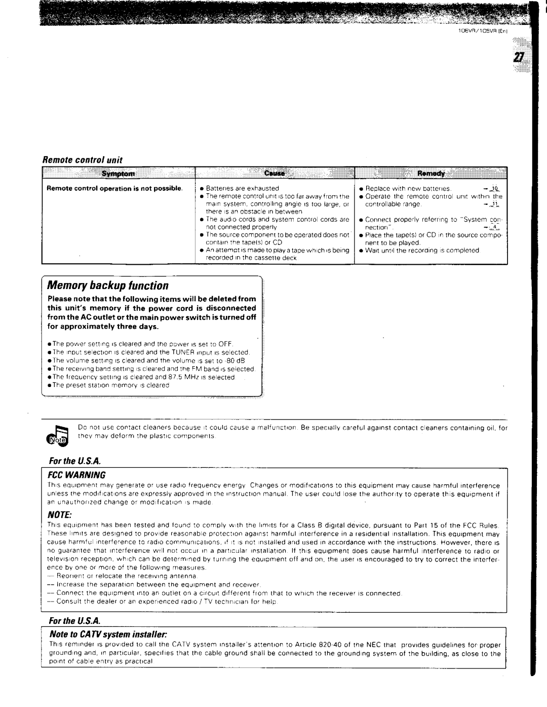 Kenwood 106VR, 105VR manual 