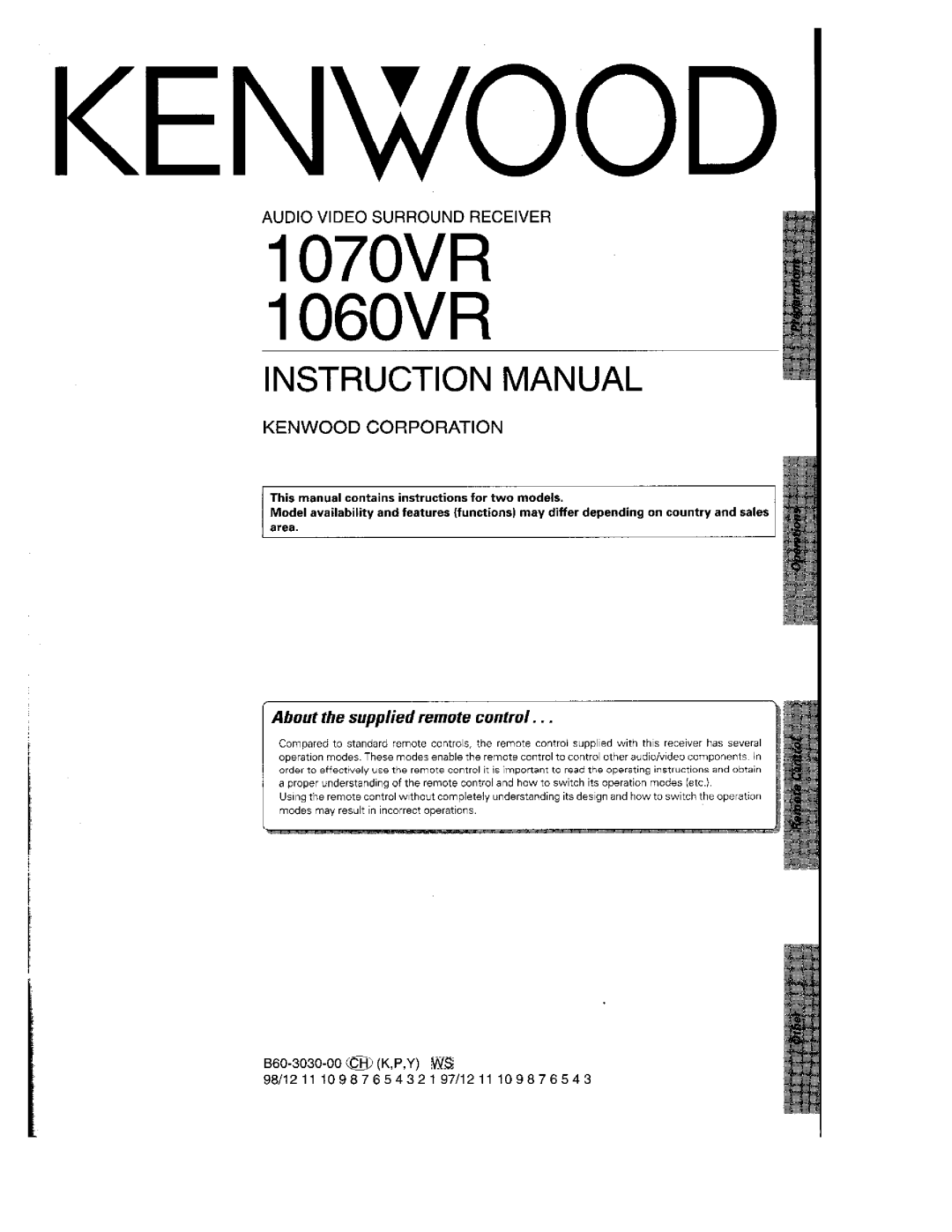 Kenwood 1070VR manual 