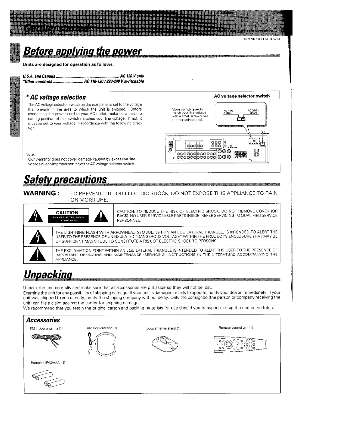 Kenwood 1070VR manual 