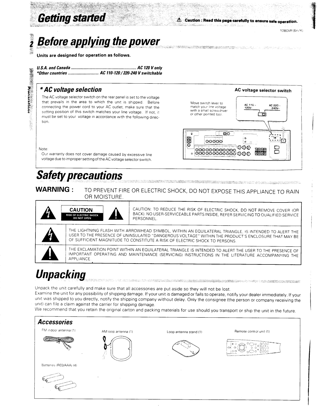 Kenwood 1080VR manual 