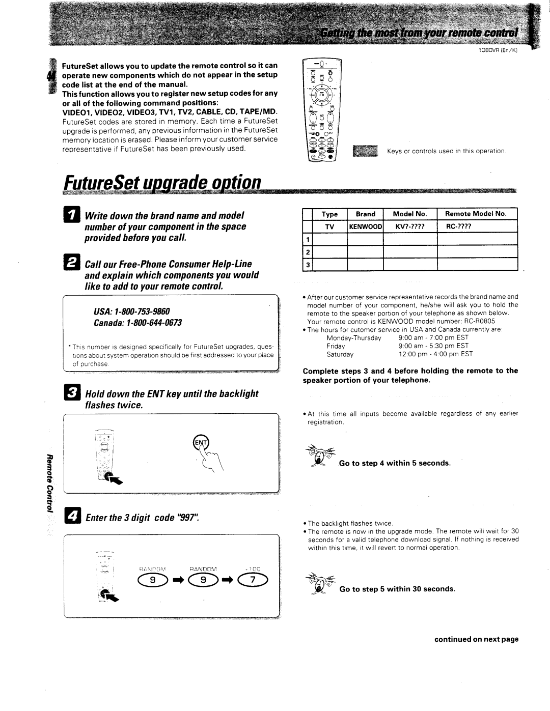 Kenwood 1080VR manual 