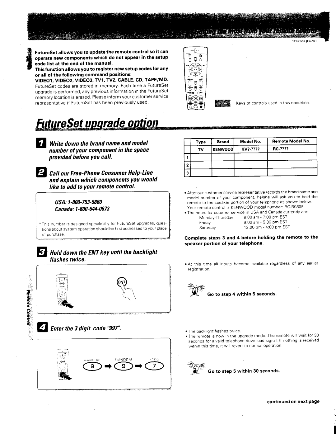 Kenwood 1080VR manual 