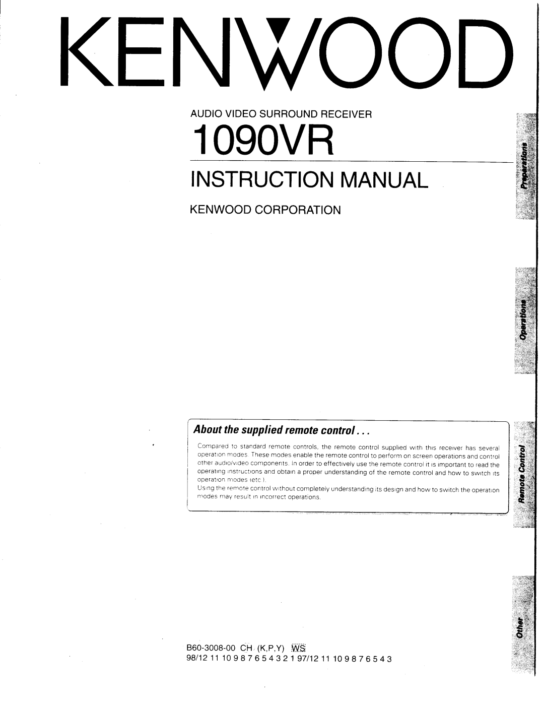 Kenwood 1090VR manual 
