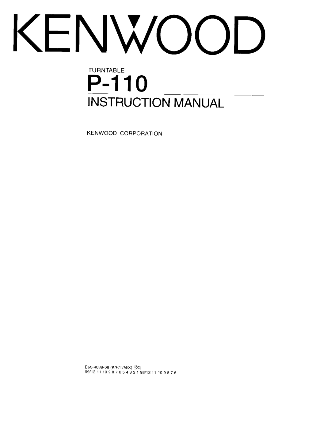 Kenwood 110 manual 