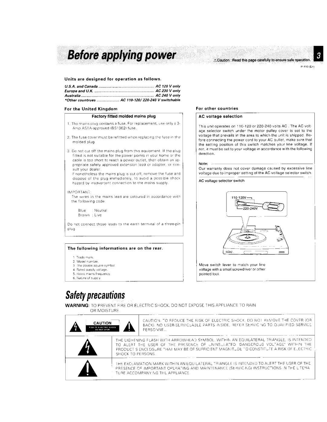 Kenwood 110 manual 