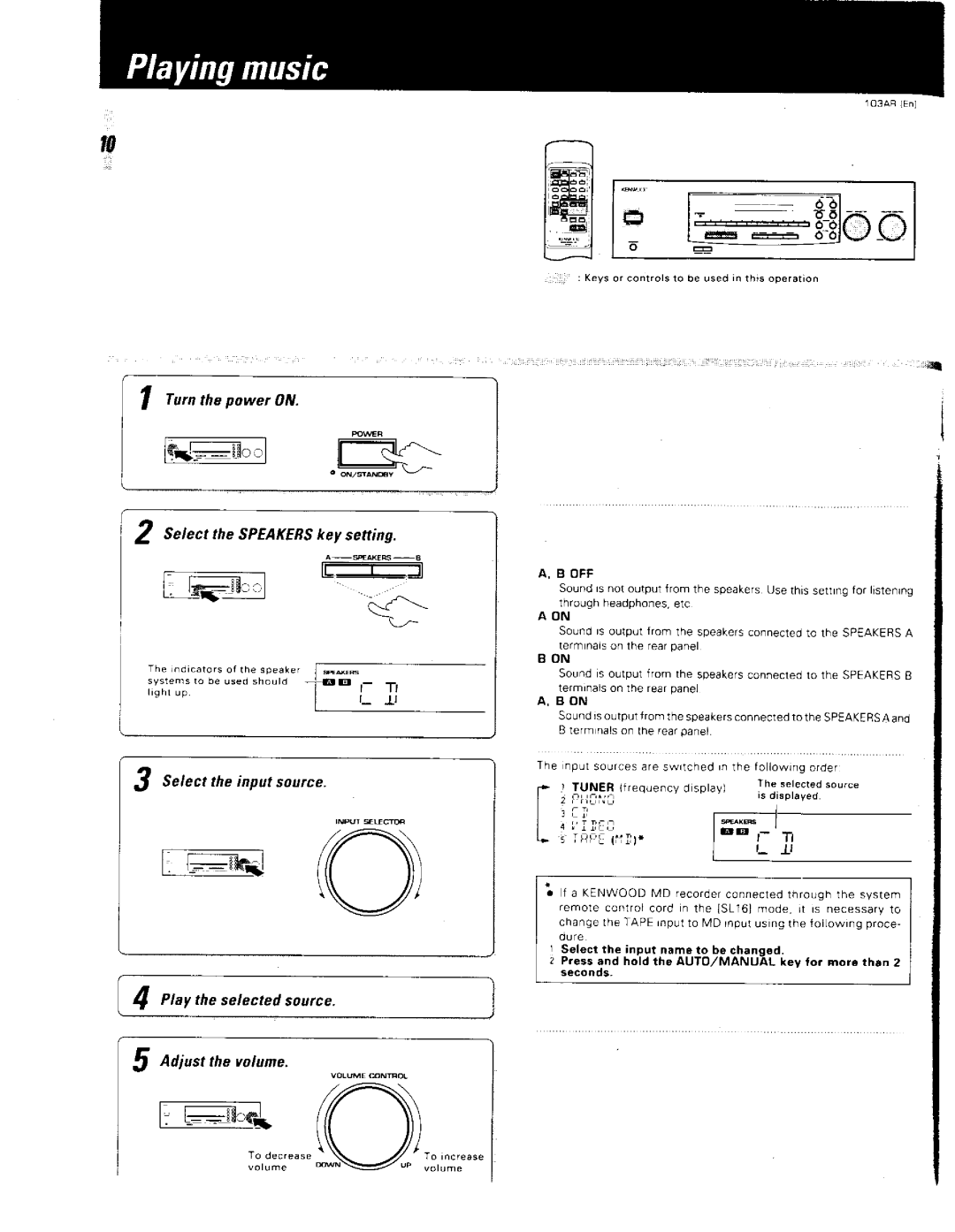 Kenwood 103AR, 376, Stereo Receiver manual 